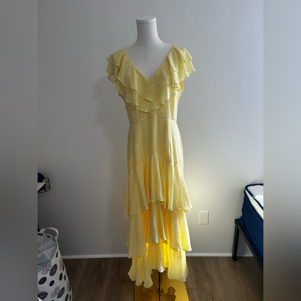 Wayf Yellow High Low Ruffle Dress